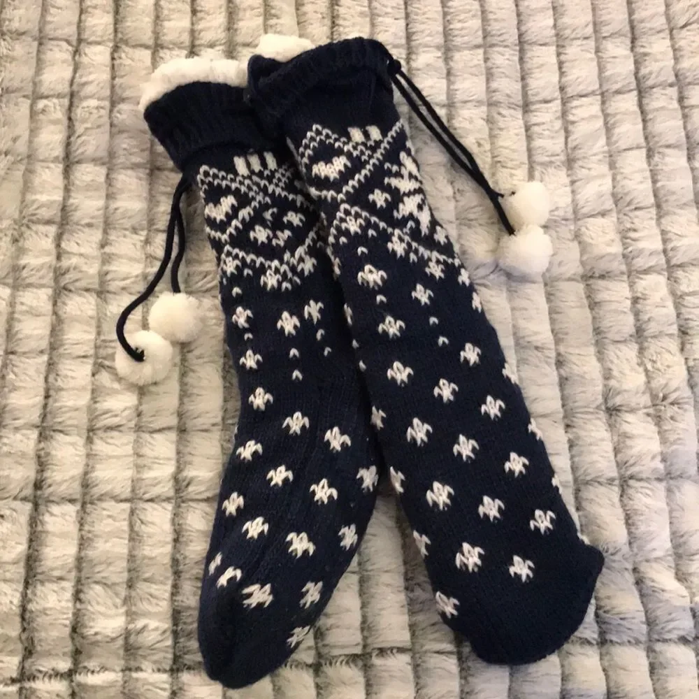 Cute navy and white slipper socks